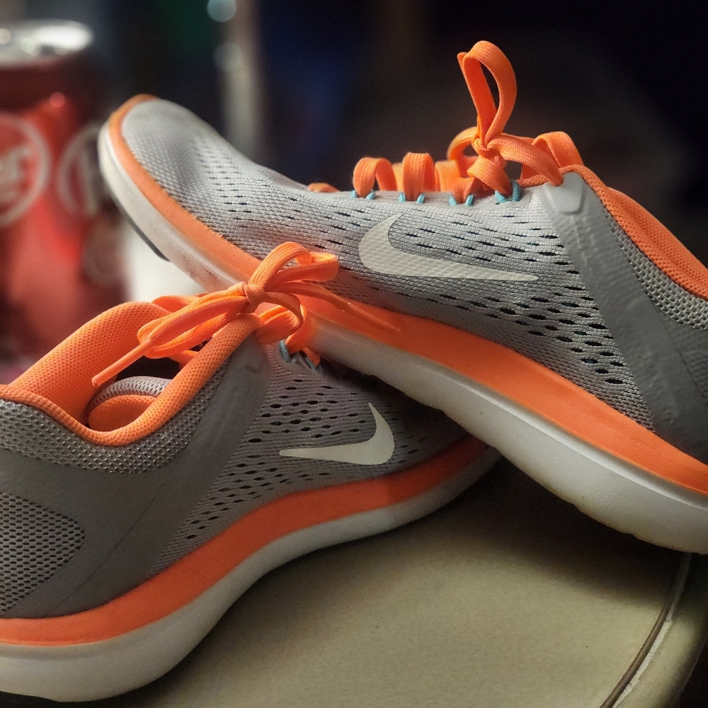 Nike Gray and Orange Athletic Shoes